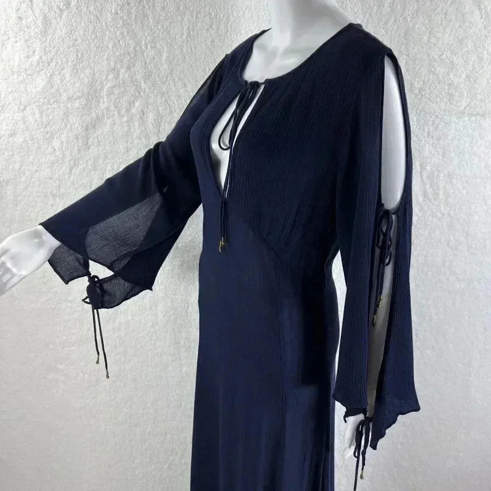 Anthropologie Anama Navy Maxi Dress Size S Witchy Gothic Whimsical Grunge Fairy - Picture 2 of 16